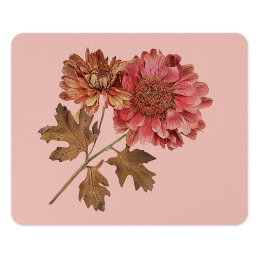 Floral Mouse Pad, Pink Chrysanthemum, Botanical Desk Decor, Flower Mousepad, Pressed Flower Art, Office Gift, Floral Computer Accessory - Tawshia