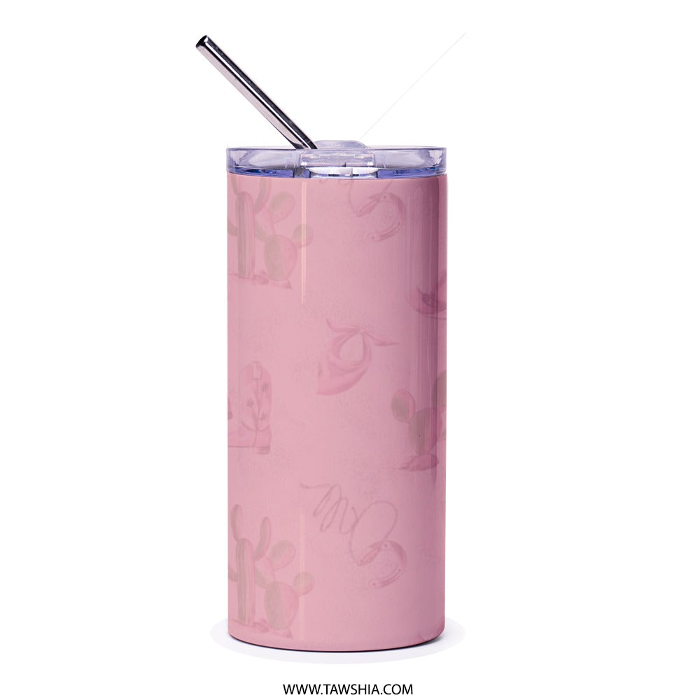 Cactus Flower Tumbler, Pink Floral Tumbler, Plant Lover Gift, Botanical Travel Mug, Desert Tumbler, Trendy Tumbler, Cactus Tumbler - Tawshia