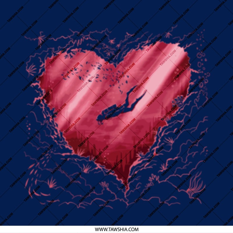 Heart with Swimmer Illustration Design product