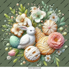 Easter Bunny Pinback Button, Spring Flowers Button, Easter Egg Cookies Button, Pastel Colors Gift, Cute Rabbit Badge, Floral Holiday Pin - Tawshia