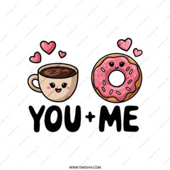 You and Me Tote Bag, Coffee Donut Design, Cute Couple Gift, Anniversary Bag, Food Lover Present, Sweet Treat, Valentine Gift Idea - Tawshia