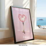 Heart Key Wall Art, Pink Wall Decor, Valentine's Gift, Romantic Wall Print, Love Home Decor, Key to My Heart, Framed Art, Home Decor - Tawshia
