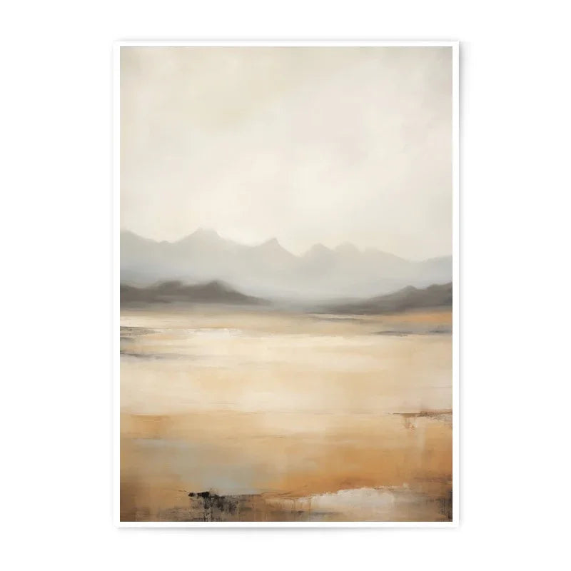 Misty Mountain Photographic Print, Abstract Landscape Art Print, Neutral Wall Art, Beige Mountain Scenery, Home Decor, Gift Idea - Tawshia