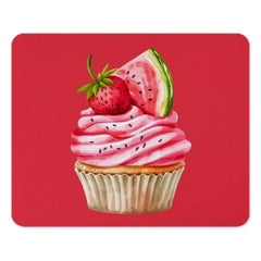 Cupcake Mouse Pad, Strawberry and Watermelon Art, Cute Desk Accessory, Food Lover Gift, Unique Office Decor, Fun Computer Accessory - Tawshia