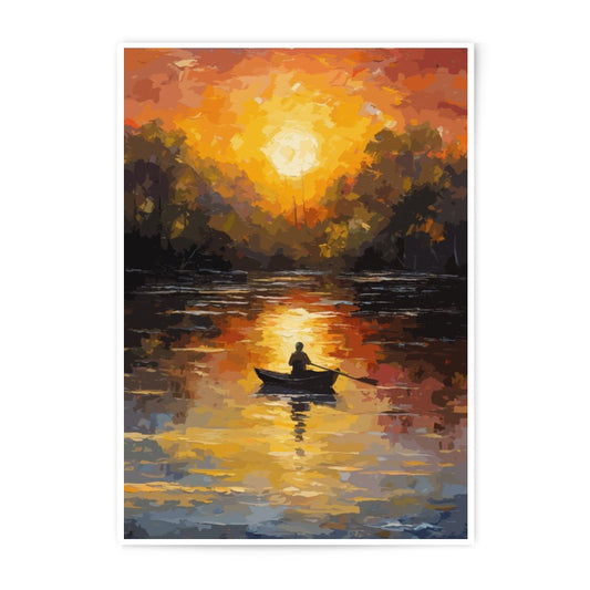 Sunset River Photographic Print, Boat Art, Landscape Photography, Nature Wall Decor, Home Decor, Fine Art Print - Tawshia