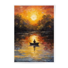 Sunset River Photographic Print, Boat Art, Landscape Photography, Nature Wall Decor, Home Decor, Fine Art Print - Tawshia