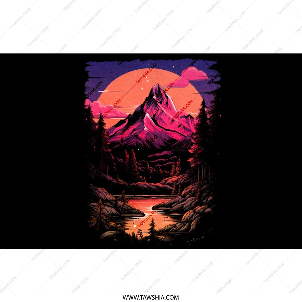 Vibrant Sunset Mountain Landscape Artistic Print product type