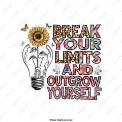 Break Your Limits Pillow, Sunflower Pillow, Butterflies Pillow, Decorative Throw Pillow, Inspirational Pillow, Growth Mindset Pillow - Tawshia
