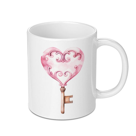 Heart Key Mug, Romantic Gift, Love Key Mug, Valentine's Day Mug, Unique Mug, Gift For Her, Gift For Him, Heart Decor Mug - Tawshia