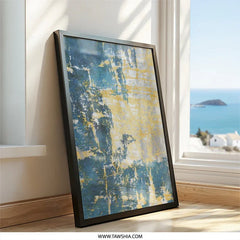 Abstract Wall Art Print, Blue and Gold Artwork, Modern Home Decor, Contemporary Wall Hanging, Unique Gift Idea - Tawshia