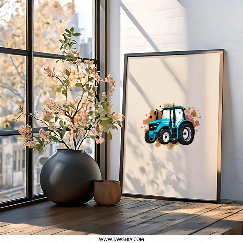 Blue Tractor Wall Art, Farmhouse Decor, Kids Room Art, Tractor Print, Nursery Wall Decor, Boys Room Wall Art, Farm Vehicle Art - Tawshia