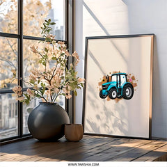 Blue Tractor Wall Art, Farmhouse Decor, Kids Room Art, Tractor Print, Nursery Wall Decor, Boys Room Wall Art, Farm Vehicle Art - Tawshia