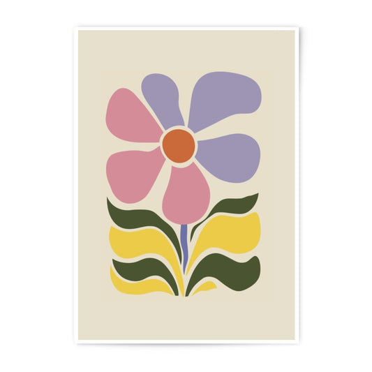 Retro Flower Photographic Print, 70s Floral Art, Colorful Botanical Wall Decor, Abstract Flower Print, Pastel Flower Art Print - Tawshia