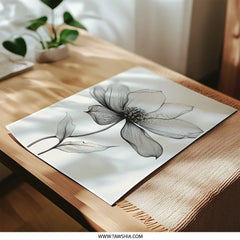 Floral Photographic Print, Black and White Flower Art, Elegant Botanical Decor, Modern Home Art, Fine Line Flower, Minimalist Art Print - Tawshia