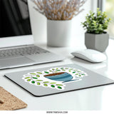 Cute Plant Mouse Pad, Potted Plant Art, Greenery Decor, Office Desk Accessory, Home Office, Desk Decor - Tawshia