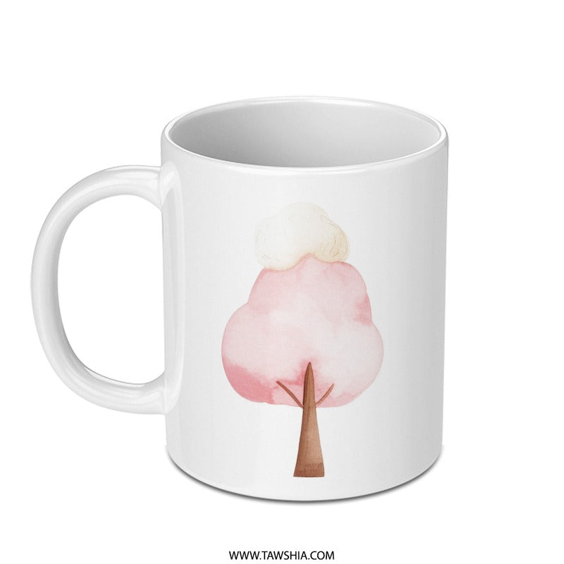 Pink Tree Mug, Watercolor Tree Mug, Feedback Mug, Custom Coffee Mug, Unique Gift Idea, Tea Mug, Art Mug - Tawshia