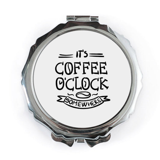 Coffee OClock Pocket Mirror, Funny Coffee Lover Gift, Novelty Mirror, Caffeine Addict, On the Go Mirror, Unique Gifts, Purse Mirror - Tawshia