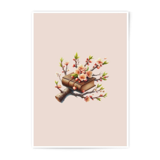 Book and Blossoms Photographic Prints, Floral Book Art, Aesthetic Book Prints, Branch Art Print, Spring Flowers Prints - Tawshia