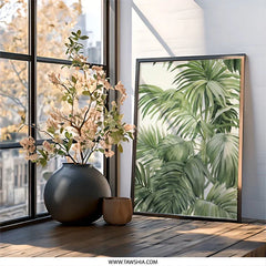 Tropical Palm Leaves Wall Art, Botanical Print, Greenery Wall Decor, Home Decor Art, Nature Inspired Artwork, Modern Art Print - Tawshia