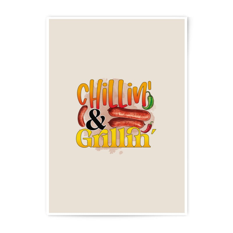 Chillin and Grillin Art Photographic Prints, Summer BBQ Prints, Food Prints, Kitchen Wall Art, Sausage Art, Hotdog Print, Cookout Decor - Tawshia