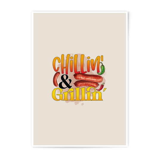 Chillin and Grillin Art Photographic Prints, Summer BBQ Prints, Food Prints, Kitchen Wall Art, Sausage Art, Hotdog Print, Cookout Decor - Tawshia