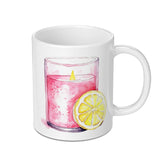 Pink Candle Mug, Lemon Slice, Watercolor Mug, Cute Coffee Mug, Tea Cup, Aesthetic Drinkware, Unique Mug Gift, Colorful Mug, Pretty Mug - Tawshia
