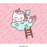 Cute Unicorn Backpack, Kawaii Backpack, Sleeping Unicorn, Cloud Backpack, Stars Backpack, Dreamy Backpack, Girls Backpack, Kids Backpack - Tawshia