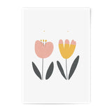 Two Tulips Art Photographic Print, Floral Wall Decor, Flower Poster, Modern Home Decor, Minimalist Art, Nursery Art Print, Cute Flowers - Tawshia