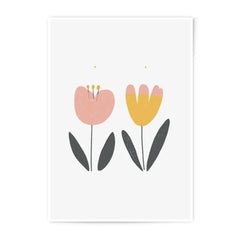 Two Tulips Art Photographic Print, Floral Wall Decor, Flower Poster, Modern Home Decor, Minimalist Art, Nursery Art Print, Cute Flowers - Tawshia