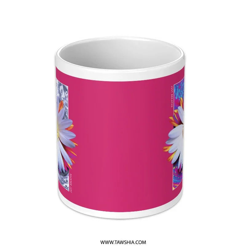 Vibrant Pink Mug with White Daisy Design product type