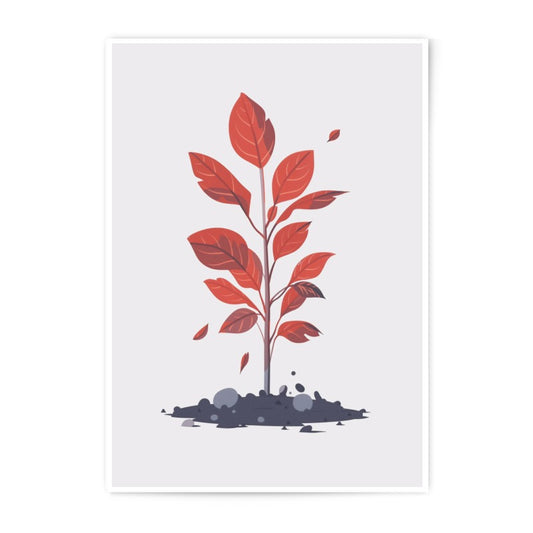 Red Leaf Sprout Photographic Print, Minimalist Wall Art, Nature Inspired Decor, Plant Illustration, Botanical Photography, Home Office Art - Tawshia