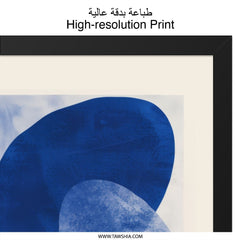 Abstract Shapes Wall Art, Cobalt Blue Painting, Modern Art Print, Minimalist Decor, Geometric Artwork, Home Decor Gift - Tawshia