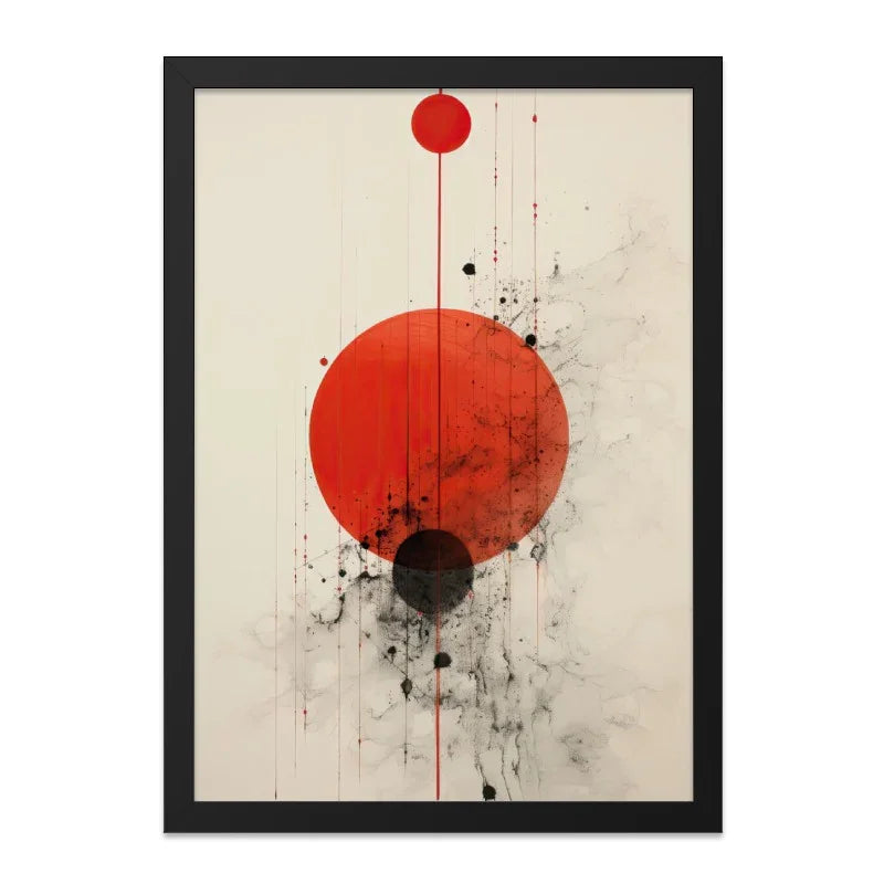 Red Circle Wall Art, Abstract Geometric Print, Modern Home Decor, Contemporary Art Print, Minimalist Wall Decor, Living Room Art, Framed - Tawshia