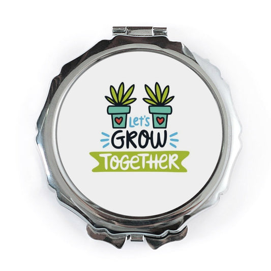 Lets Grow Together Pocket Mirror, Cute Succulents Compact Mirror, Friendship Gift, Inspirational Pocket Mirror, Motivation Present - Tawshia