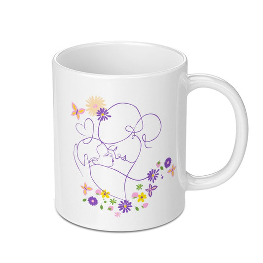 Mother and Child Mug, Floral Line Art, Butterfly Mug, Cute Coffee Cup, Minimalist Mug, Unique Gifts, Gift for Her, Mom Gift, Floral Mug - Tawshia