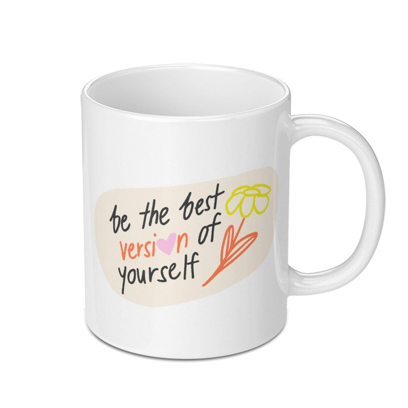 Best Version Mug, Motivational Gift, Positive Affirmation Mug, Inspirational Coffee Mug, Self Love Mug, Floral Mug, Gift for Her - Tawshia