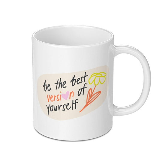 Best Version Mug, Motivational Gift, Positive Affirmation Mug, Inspirational Coffee Mug, Self Love Mug, Floral Mug, Gift for Her - Tawshia