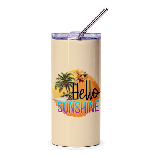 Hello Sunshine Tumbler, Beach Tumbler, Summer Tumbler, Vacation Tumbler, Tropical Tumbler, Travel Tumbler, Gift Idea - Tawshia