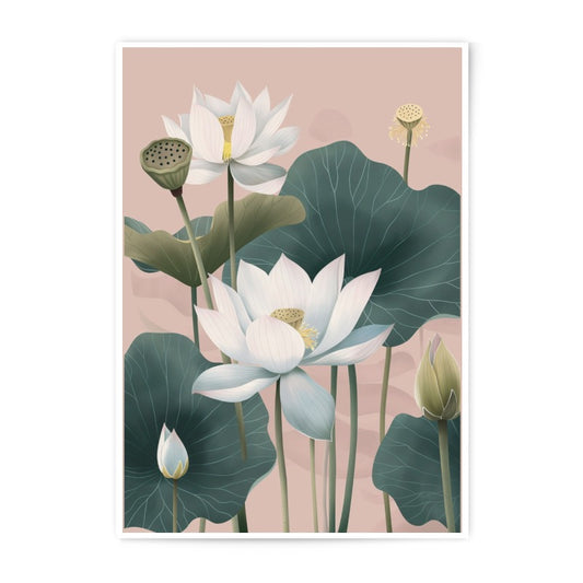 Lotus Photographic Print, Floral Art, Botanical Wall Decor, Elegant Home Decor, White Flower Fine Art Print, Spiritual Art Print - Tawshia