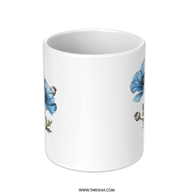 Blue Poppy Mug, Floral Coffee Mug, Flower Mug, Botanical Mug, Gift Mug, Floral Gift, Flower Gift, Nature Mug, Plant Mug, Gift for Her - Tawshia