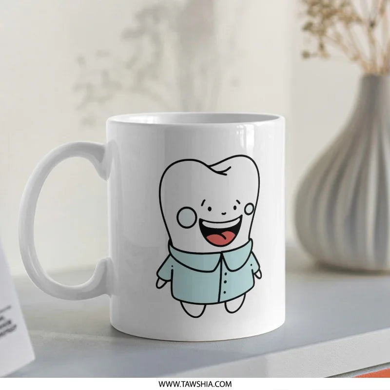 Smiling Tooth Character Mug Perfect for Morning Coffee product