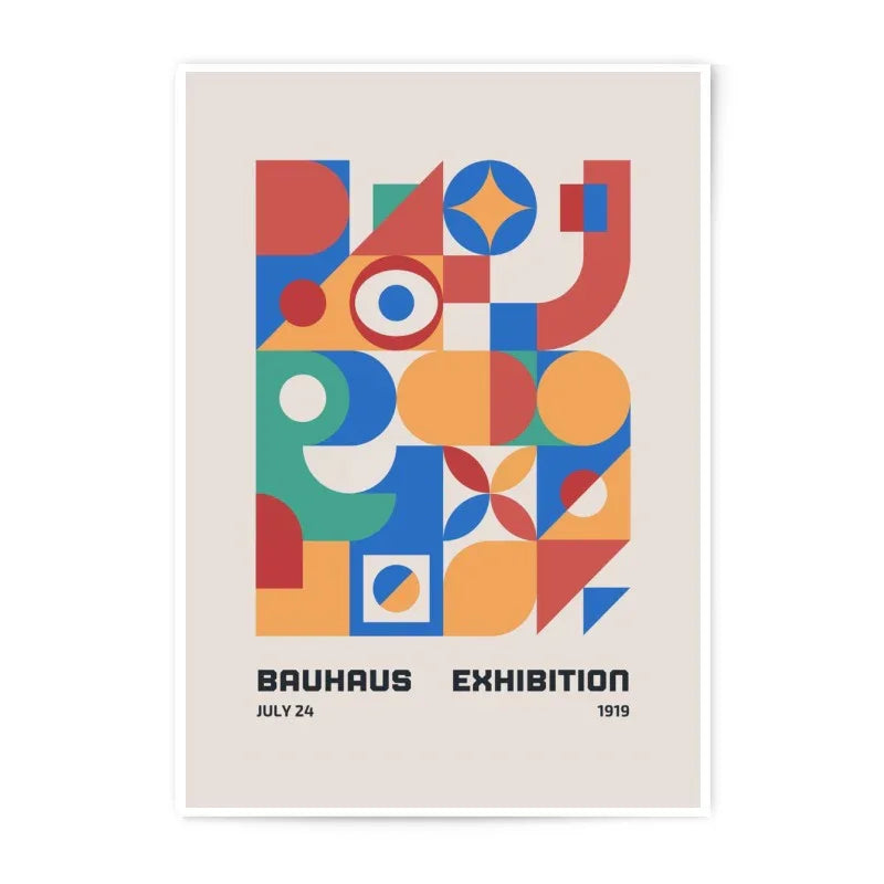 Bauhaus Exhibition Photographic Print, Geometric Art Print, Abstract Shapes Wall Decor, Modern Art Poster, 1919 Art Print - Tawshia