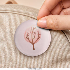 Pink Blossom Tree Pinback Button, Watercolor Tree Badge, Nature Inspired Pin, Cute Aesthetic Button, Spring Accessory, Gift Idea - Tawshia