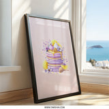 Lemon Lavender Pancake Wall Art, Honeycomb Decor, Pastel Kitchen Print, Foodie Gift, Modern Wall Art, Unique Home Decor - Tawshia
