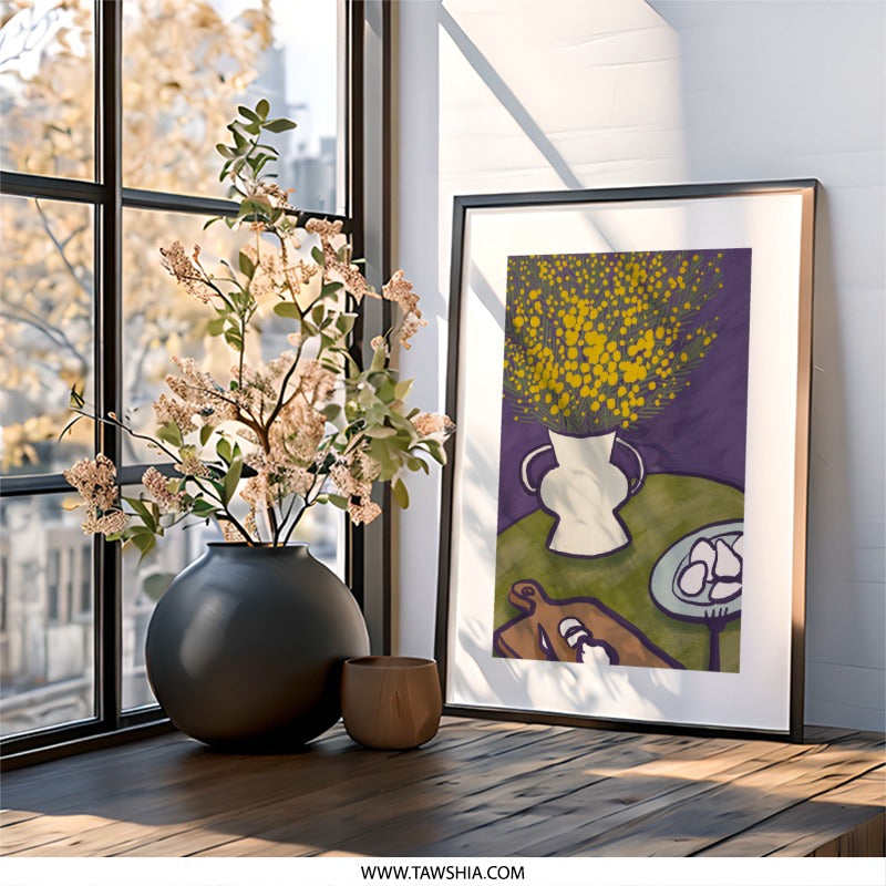 Mimosa Floral Wall Art, Kitchen Decor, Still Life Print, Modern Art, Home Decor, Framed Art, Unique Wall Decor, Housewarming Gift - Tawshia