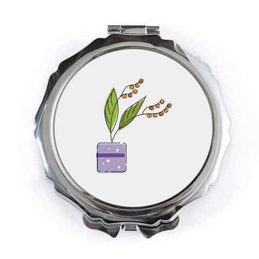 Plant Pocket Mirror, Potted Plant Gift, Minimalist Pocket Mirror, Cute Travel Mirror, Floral Design Mirror, Handbag Mirror - Tawshia