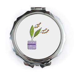 Plant Pocket Mirror, Potted Plant Gift, Minimalist Pocket Mirror, Cute Travel Mirror, Floral Design Mirror, Handbag Mirror - Tawshia