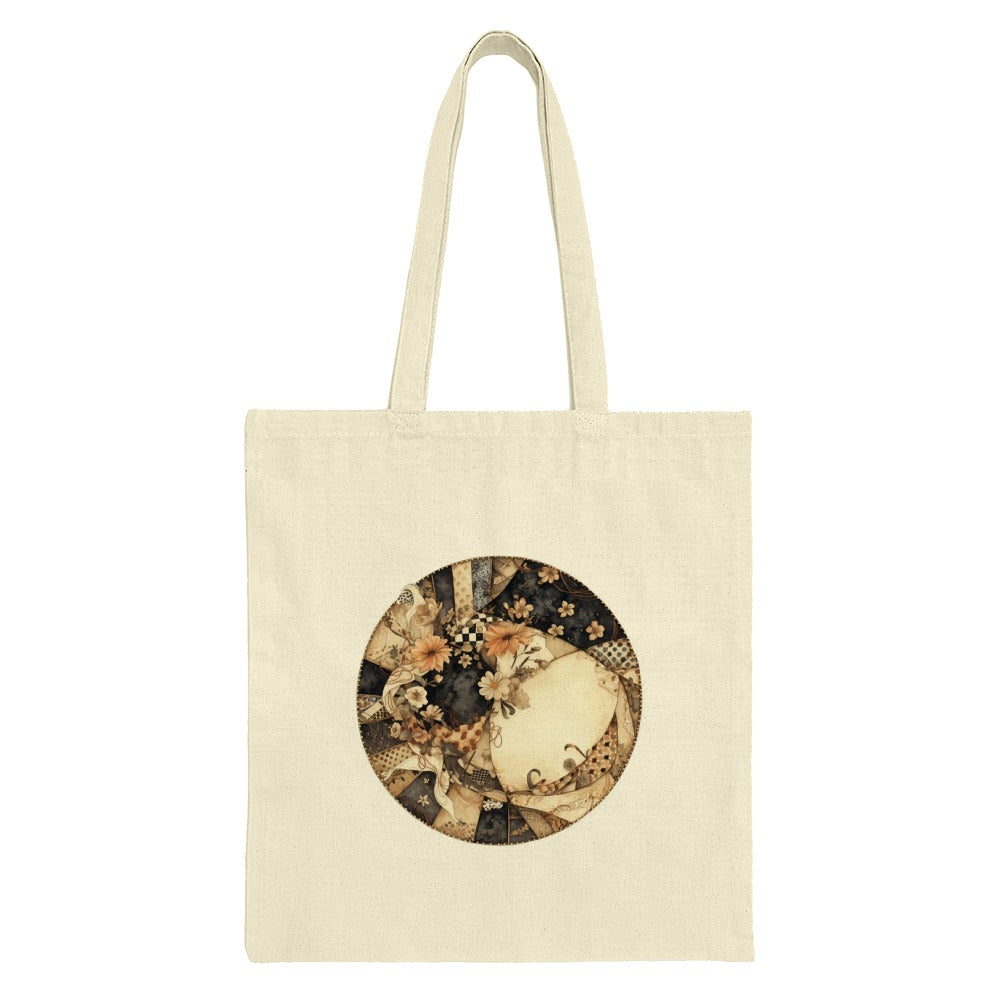Floral Pattern Tote Bag, Artistic Design Bag, Flowers Print Tote, Elegant Carry Bag, Unique Fashion Bag, Aesthetic Shopping Bag - Tawshia