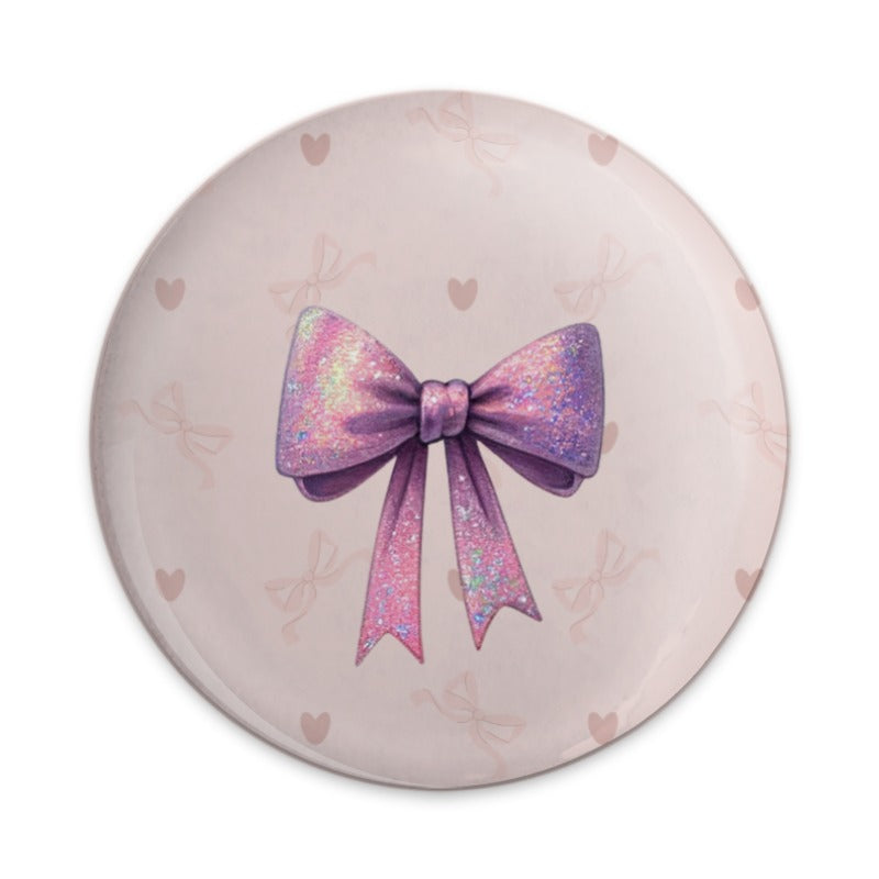 Glitter Bow Pinback, Kawaii Bow Button, Cute Bow Pin, Aesthetic Bow Accessory, Gift for Girl, Sparkly Bow Pin, Pastel Bow Badge - Tawshia