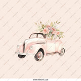 Pink Car Flowers Pocket Mirror, Cute Compact Mirror, Floral Car Art, Travel Mirror, Makeup Mirror, Gift for Her, Pocket Mirror - Tawshia